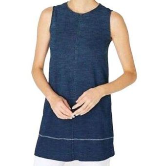 J.Jill  Indigo Dye Low Tide 100% Cotton Tunic Tank Top Blue - $29