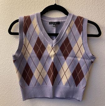 More to Come Kenny Argyle Vest in Neutral - Size M