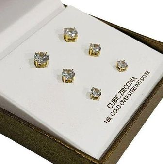 Giani Bernini NEW 6 Pair EARRINGS Solitaire 18k Gold Over Silver & CZ Stud  Posts - $49 New With Tags - From Beautiful