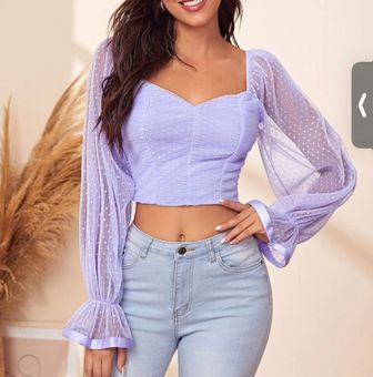 Long Sleeve Lace Crop TopPlum / XS