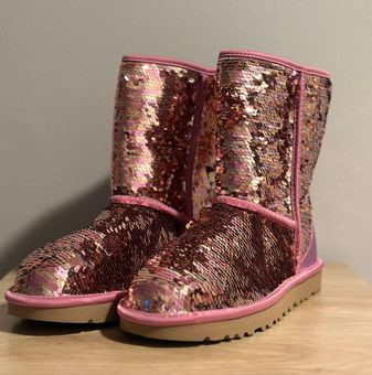 UGG Classic Short Sequin Boots Pink Size 8 - $50 (83% Off Retail) - From  patricia