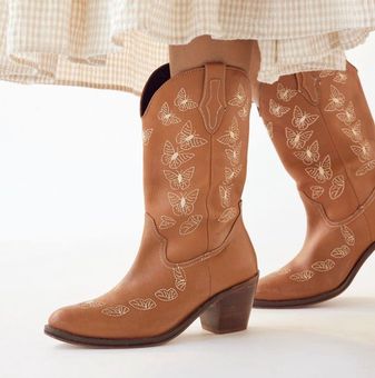 SB-Flores Hueso Western Boots For Women