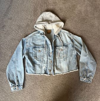 American eagle jean jacket hoodie discount
