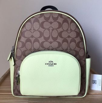 Coach Mini Court Pale Lime Pebbled Leather Shoulder Backpack Bag - Green