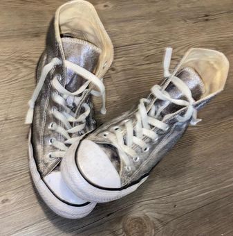 Converse Silver Metallic High Top Sneakers Size 9 30 From Nicki