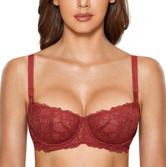DOBREVA Women's Lace Bra Balconette Push Up Sexy Red Size 34 C - $11 (59%  Off Retail) - From Josis