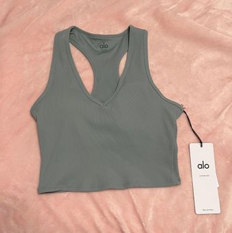 Alo Yoga Goddess Rib Crop Tank In Grey