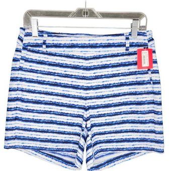 Spanx Medium 6 SUNSHINE Blue Stripe Pull On Pockets SHORTS