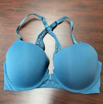 Victoria's Secret Perfect Shape Racerback Front Hook Bra Size 34D Blue -  $18 - From Hailey