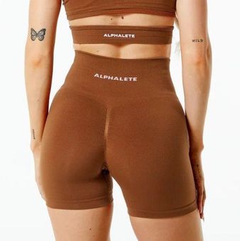 Alphalete Amplify Shorts Butterscotch Small Orange - $67 New With