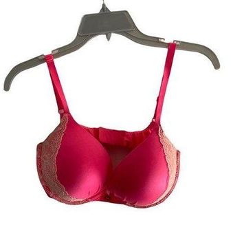 Victoria's Secret hot pink plunge bra with lace detail Size 34 E / DD - $22  - From anna