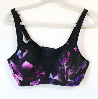 Torrid Active Mid Impact Underwire Print Active Sports Bra 38D Black Purple  Size undefined - $19 - From Charlotte James