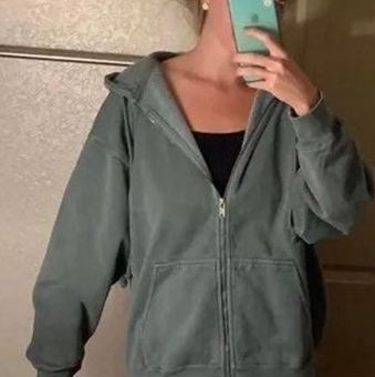 Brandy Melville green christy zip up hoodie - $38 - From alyssa