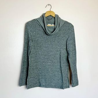 Max Studio Green/Gray Lightweight Cowl Neck Sweater Size S EUC