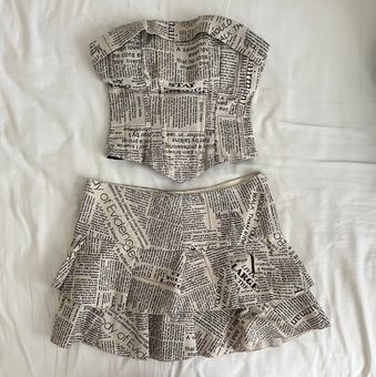 Dibo Bodi corset strapless & ra ra 2 layers skirt in newspaper print - $160  - From Hannah