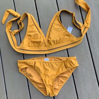 H and top m gold swimsuit