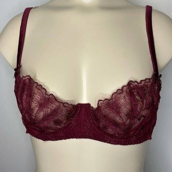 NEW Muse by Coco De Mer Bra 34B Maroon Lace Unlined Underwire Sheer  Feminine Size undefined - $51 - From Twisted