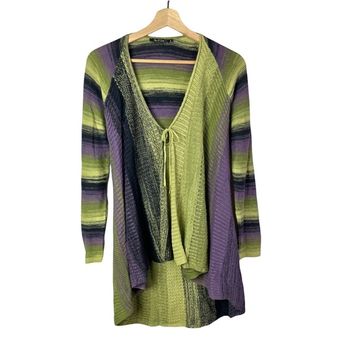 Nic+Zoe Y2K 2000s Tie Front Purple & Green Sweater Coat S - $36