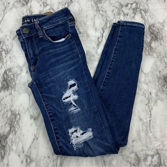 American Eagle Jeggings Distressed Denim Skinny Jeans size 2