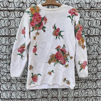 Adrienne Vittadini Vintage 90s floral pastel cotton blend knit sweater Size  M - $43 - From Prairie