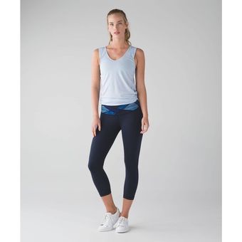 Lululemon Blue Patchwork Wunder Under Crop III Leggings - Size 6 - Full On  Luon - $36 - From Angie