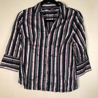 Alfani Petite Black Red Button Up 3/4 Sleeve Shirt Size 8P - $9 - From  Jennifer