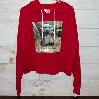 Star Wars Women's Red Yoda Christmas Morning Meme Hoodie Size L NEW Size L  - $27 New With Tags - From Jessica