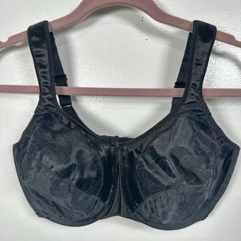 Bali 34DD Bra Black Floral Satin Tracings Minimizer 3562 Cushion Adjustable  Size undefined - $15 - From Anne