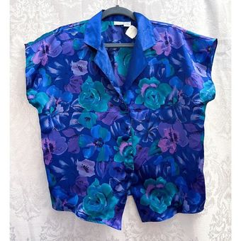 Cacique Lingerie Women's NWT Floral Print Button Up Pajama Top Size M Satin  New Size M - $19 New With Tags - From The Thrifty