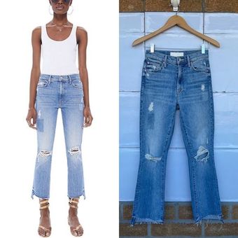 MOTHER SUPERIOR DENIM Insider crop step fray jeans in We Are