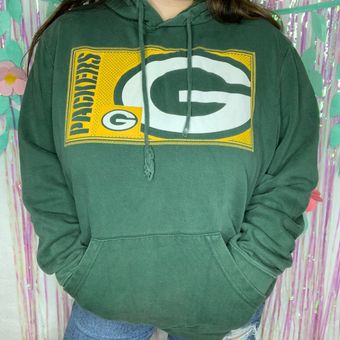 Vintage 90s Green Bay Packers USA Green Yellow Hoodie Size Small