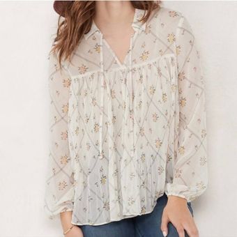 Petite LC Lauren Conrad Floral Peasant Top