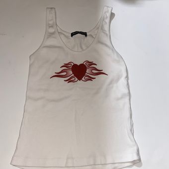 Brandy Melville Heart Flame Beyonca Tank Top White - $14 (12% Off Retail) -  From jtboutique.