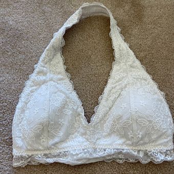 Gilly Hicks White Laced Halter Bralette Size Large, Women's