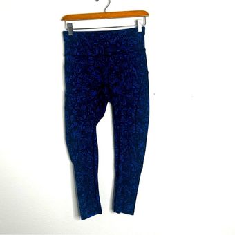 Lululemon Seawheeze Blue & Black Run The Day Crop Leggings Size 6 - $45 -  From Emily