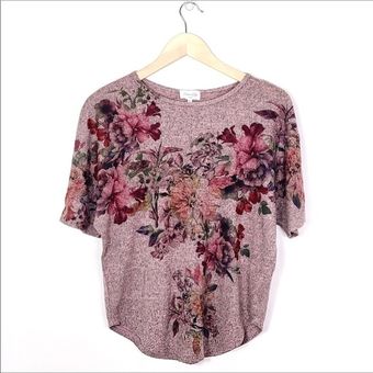 Siren Lily Romantic floral Soft Dorman short sleeve knit top S petite