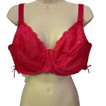 Adore Me Unlined Pink Lace Bra Corset Ribbon Accent 42G Size