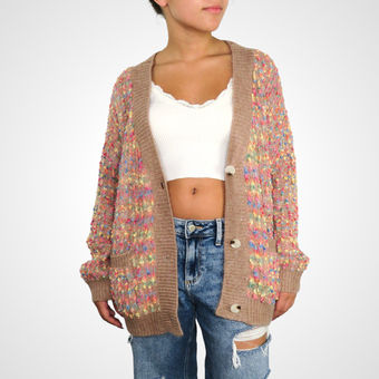 SheIn Rainbow Chunky Knit Cardigan - $26 - From Four