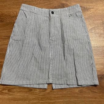 Brandy Melville Seersucker Blue Striped Mini Skirt Juniors Size 3