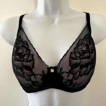 Natori Bra Womens 36D Black Flora Contour Underwire Lace