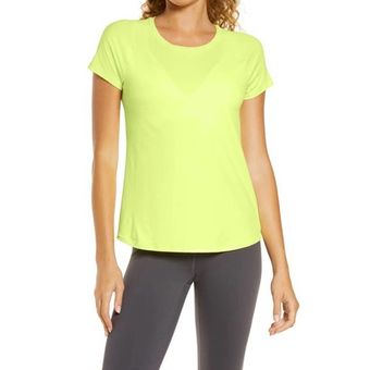 Alo Yoga Shock Yellow Pulse Short Sleeve Activewear T Shirt Size