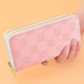 Wallet for Women Double Zipper Wallet Large Capacity Long Purse Clutch  Wristlet