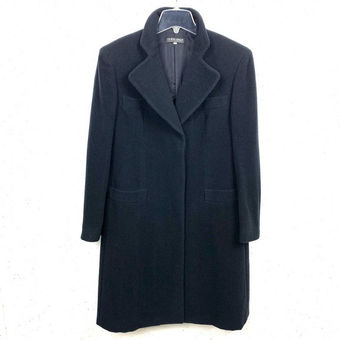 Giorgio Armani Vintage 80s Long Wool Coat Dark Navy Size XL