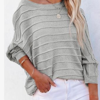 Dolman-sleeve ribbed sweater