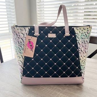 Trendy Tote Shoulder Bag Faux Leather Betsey Johnson Satchel