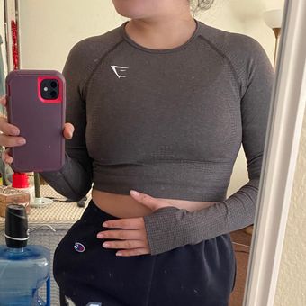 Gymshark Vital Seamless 2.0 Long Sleeve Crop Top Brown - $30