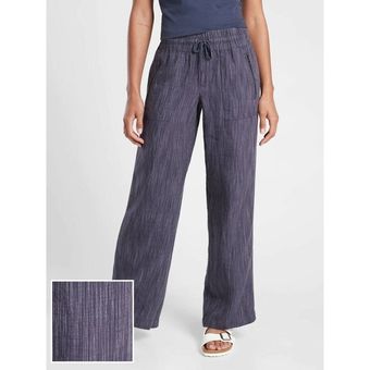 Athleta Cabo Linen Textured Wide Leg Pant Blue Size 0 - $34 - From Pearly