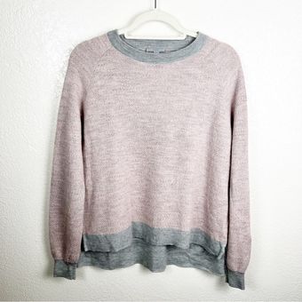 COS Pink Gray Wool Alpaca Blend Boxy Crew Neck Sweater Size