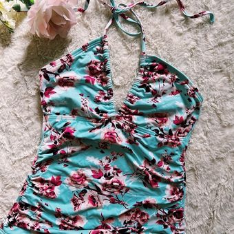 Liz claiborne floral sales tankini swimsuit top