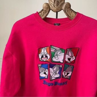 Looney Tunes Vintage 90s Warner Bros Embroidered Bugs Bunny Pink